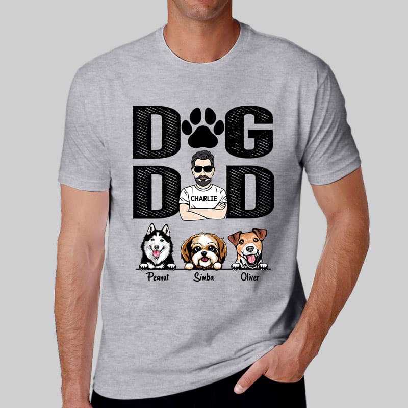 Apparel Dog Dad Man & Peeking Dog Personalized Shirt