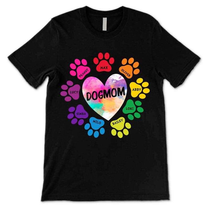 Apparel Dog Mom Colorful Heart Personalized Shirt