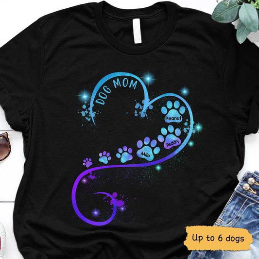 Apparel Dog Mom Heart Splash Personalized Shirt Classic Tee / Black Classic Tee / S