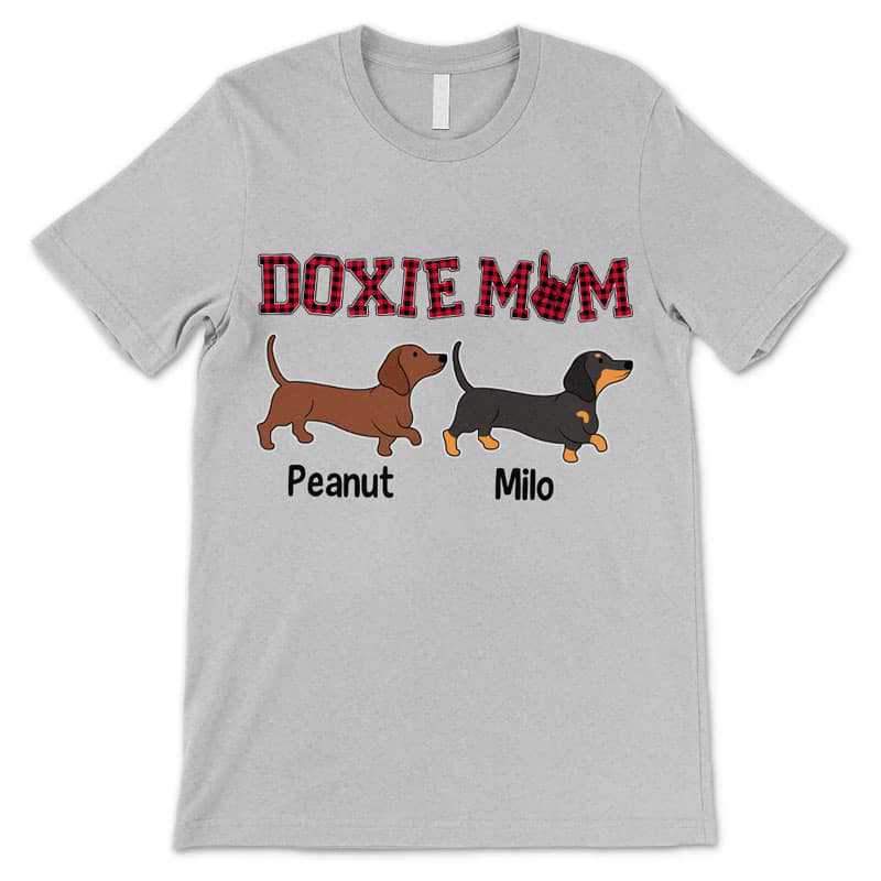 Apparel Doxie Mom Red Plaid Dachshund Dog Personalized Shirt