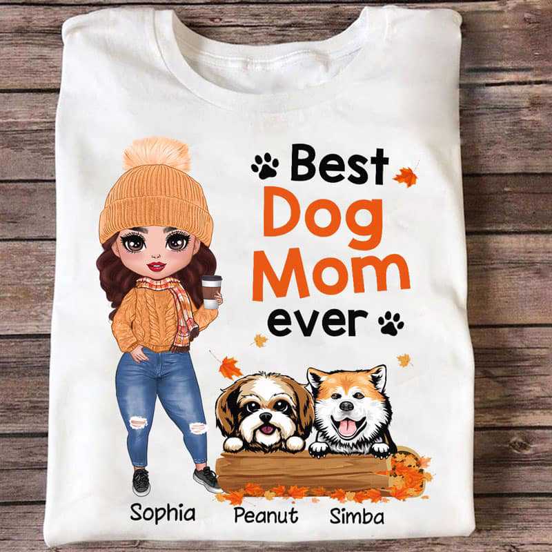 Apparel Fall Season Dog Mom Doll Girl Personalized Shirt Classic Tee / White Classic Tee / S