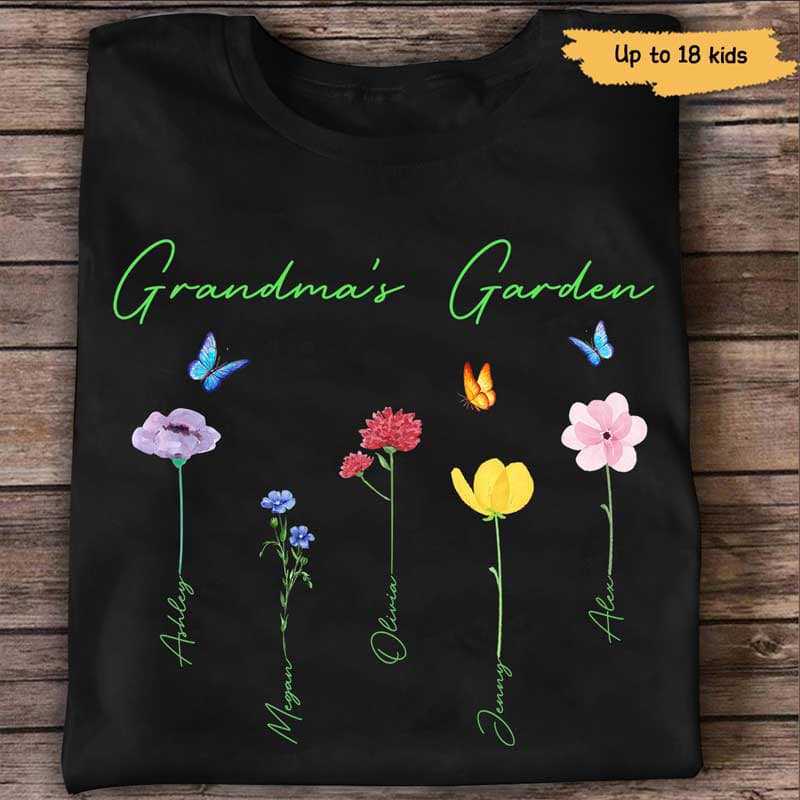 Apparel Family Watercolor Flowers Personalized Dark Shirt (Ver 1-10) Classic Tee / Black Classic Tee / S