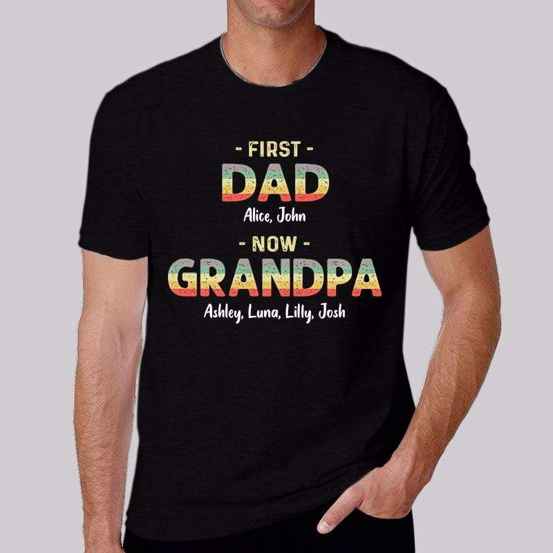 Apparel First Dad Now Grandpa Retro Personalized Shirt