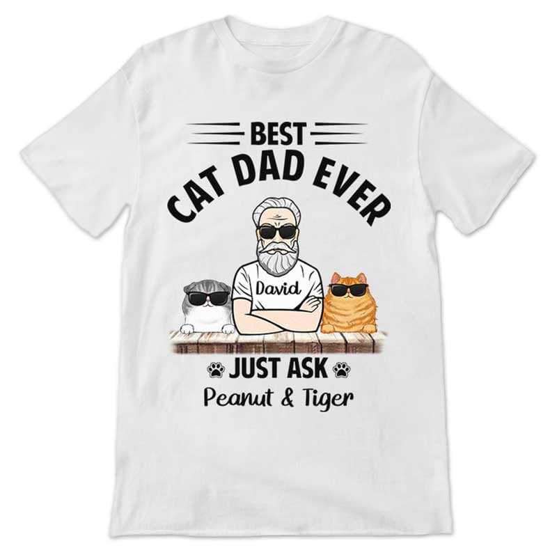 Apparel Fluffy Cat Best Cat Dad Personalized Shirt