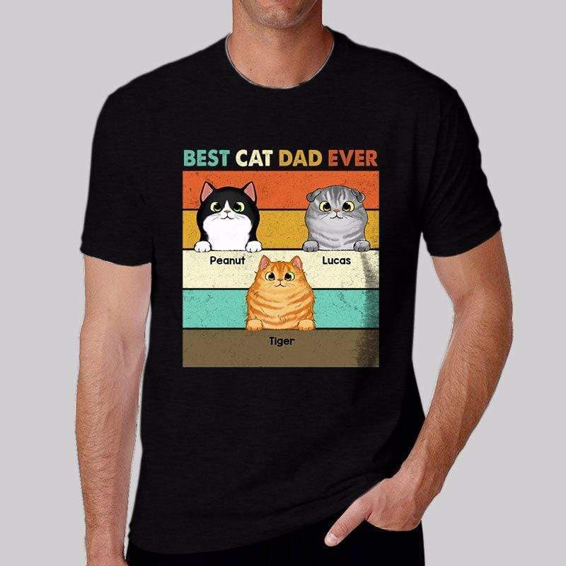 Apparel Fluffy Cat Best Cat Dad Retro Personalized Shirt