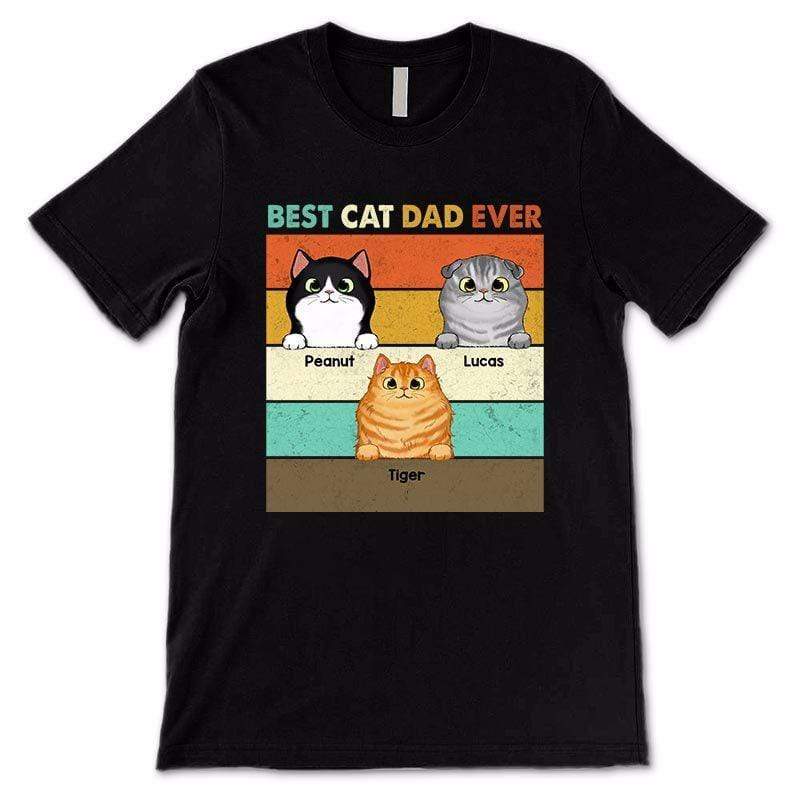 Apparel Fluffy Cat Best Cat Dad Retro Personalized Shirt