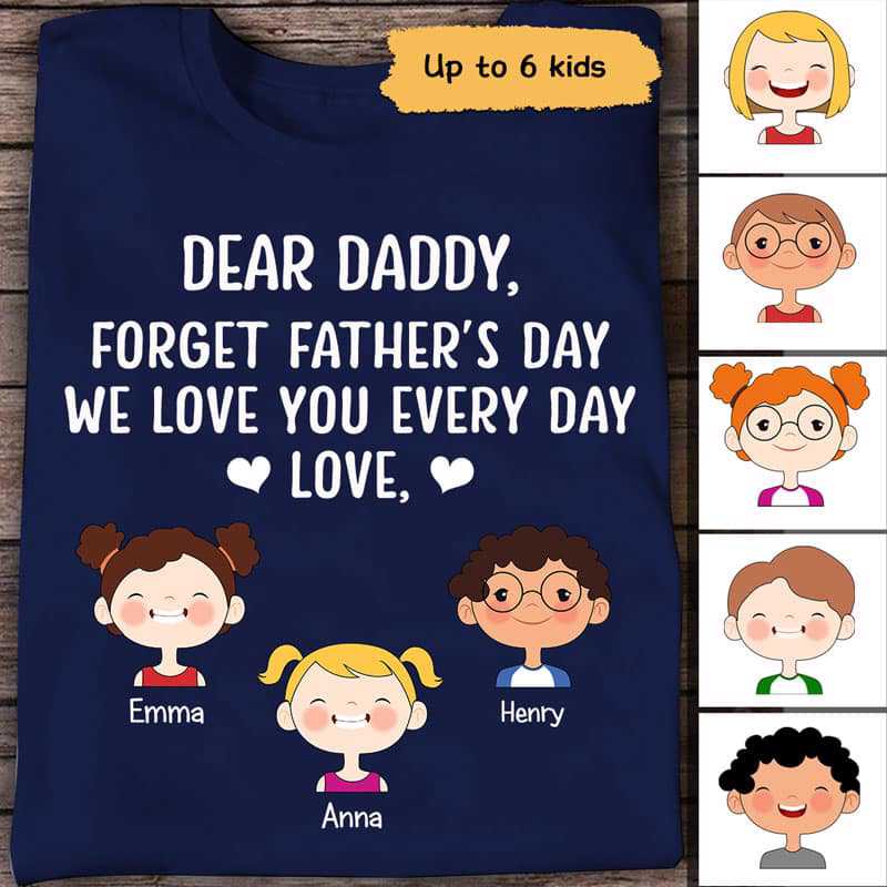 Apparel Forget Father‘s Day Cute Kid Face Personalized Shirt Classic Tee / Navy Classic Tee / S