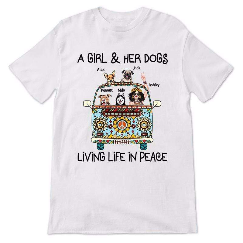 Apparel Girl & Dogs Living Life In Peace Hippie Bohemian Girl Personalized Shirt
