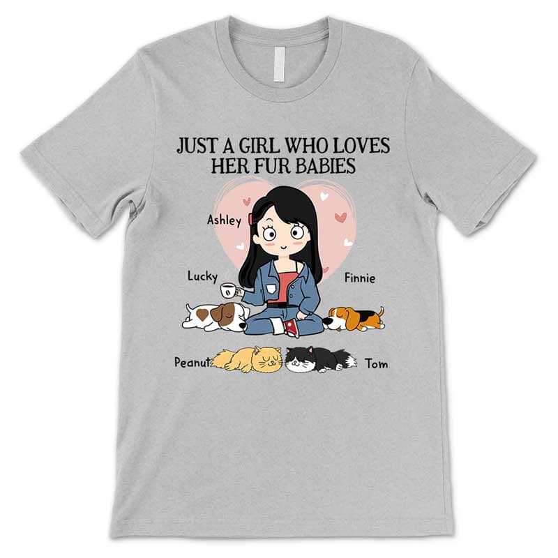 Apparel Girl Loves Sleeping Cat And Dog Personalized Shirt