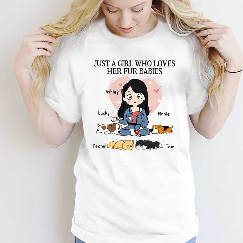 Apparel Girl Loves Sleeping Cat And Dog Personalized Shirt