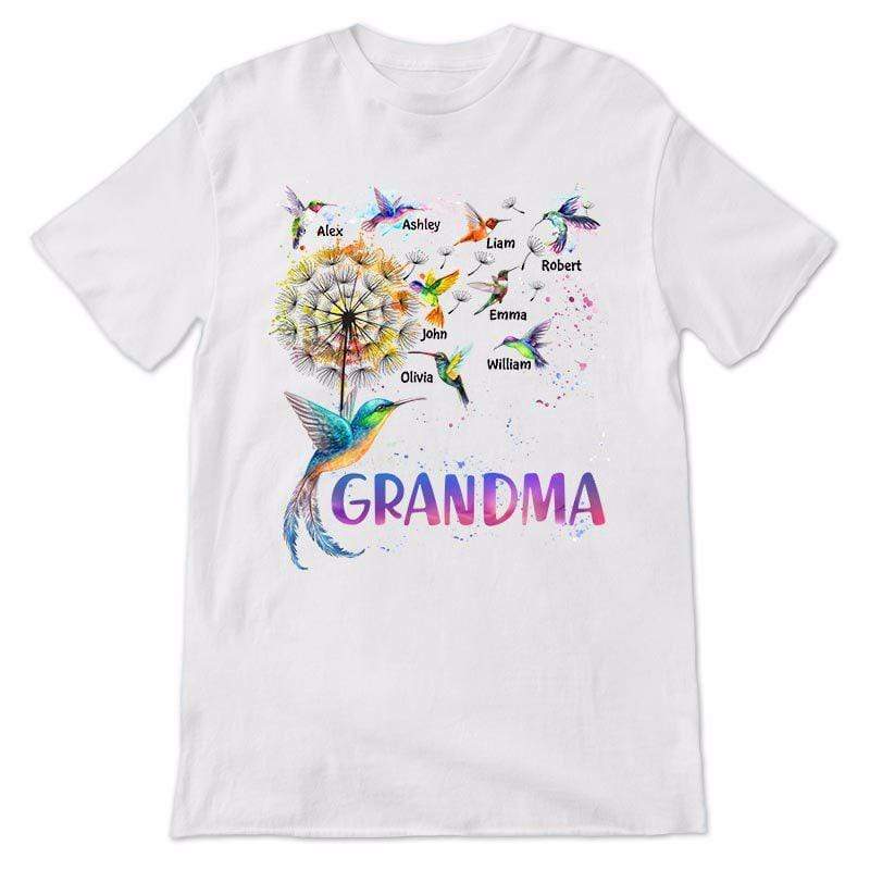 Apparel Grandma Colorful Dandelion Hummingbird Personalized Shirt