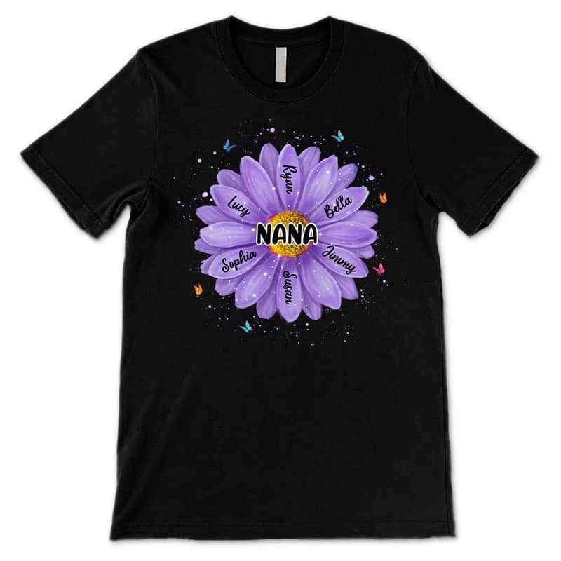 Apparel Grandma Flower Painting Grandkids Names Personalized Shirt