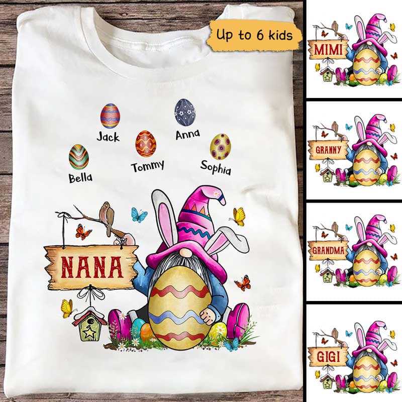 Apparel Grandma Gnome Easter Personalized Shirt Classic Tee / White Classic Tee / S