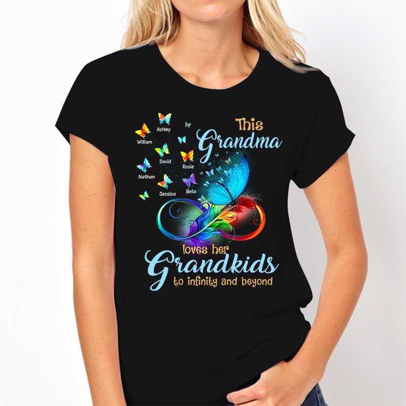 Apparel Grandma Loves Grandkids To Infinity And Beyond Personalized Shirt