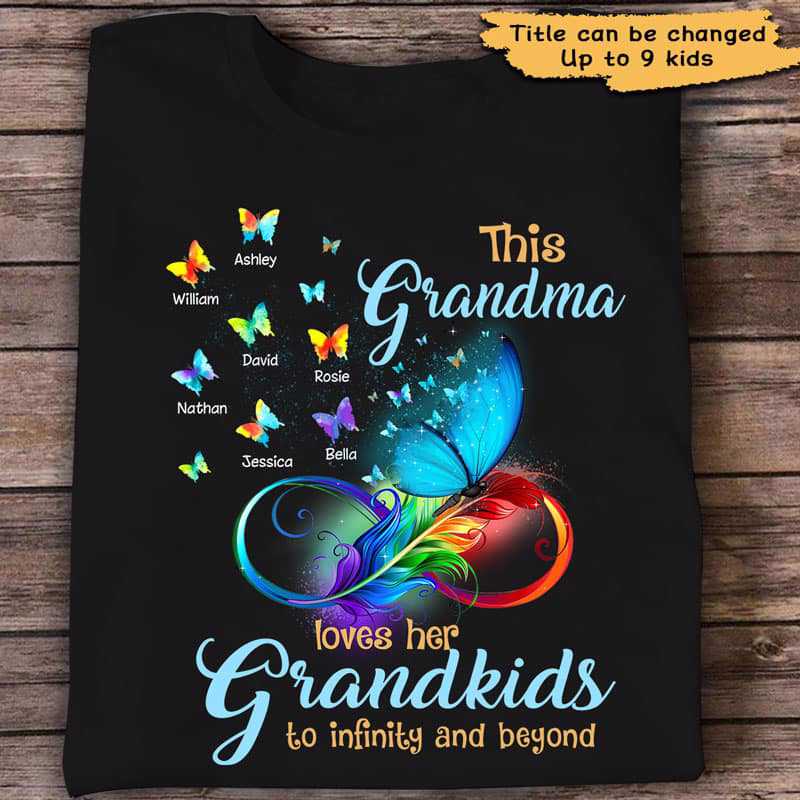 Apparel Grandma Loves Grandkids To Infinity And Beyond Personalized Shirt Classic Tee / Black Classic Tee / S