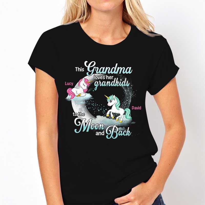 Apparel Grandma Loves Grandkids Unicorn Personalized Shirt