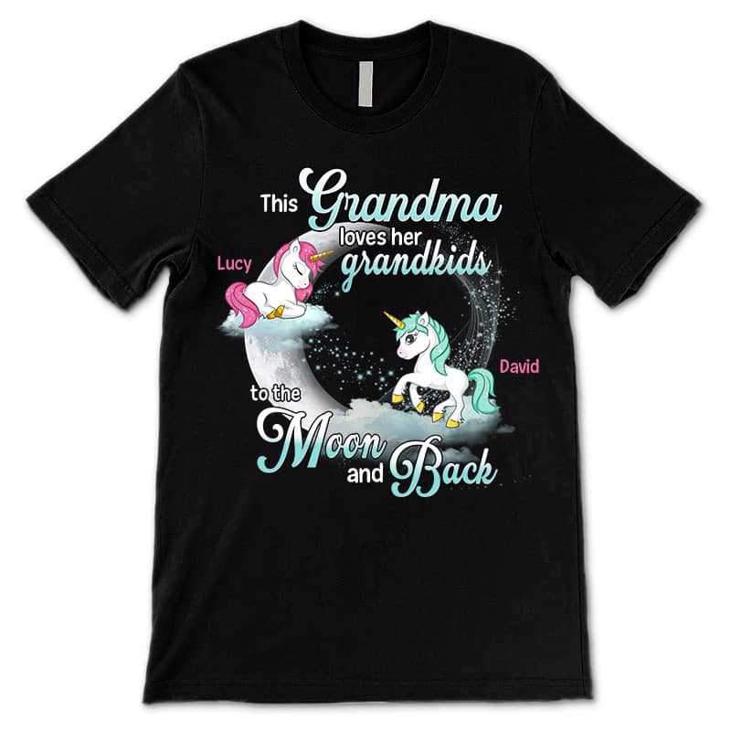 Apparel Grandma Loves Grandkids Unicorn Personalized Shirt