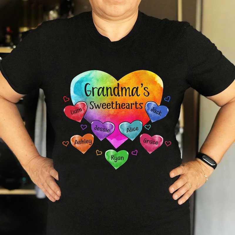 Apparel Grandma Sweethearts Pattern Personalized Shirt