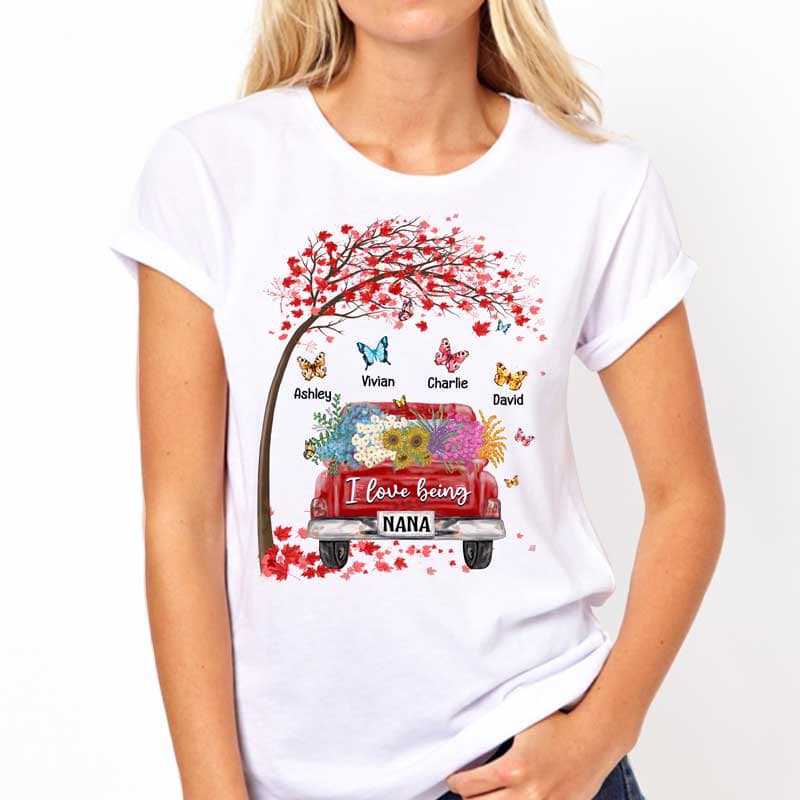 Apparel Grandma Truck Butterflies Personalized Shirt
