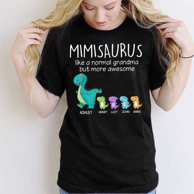Apparel Grandmasaurus And Kids Personalized Dark Shirt (version 1-10 Kids)