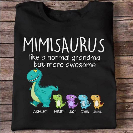 Apparel Grandmasaurus And Kids Personalized Dark Shirt (version 1-10 Kids) Classic Tee / Black Classic Tee / S