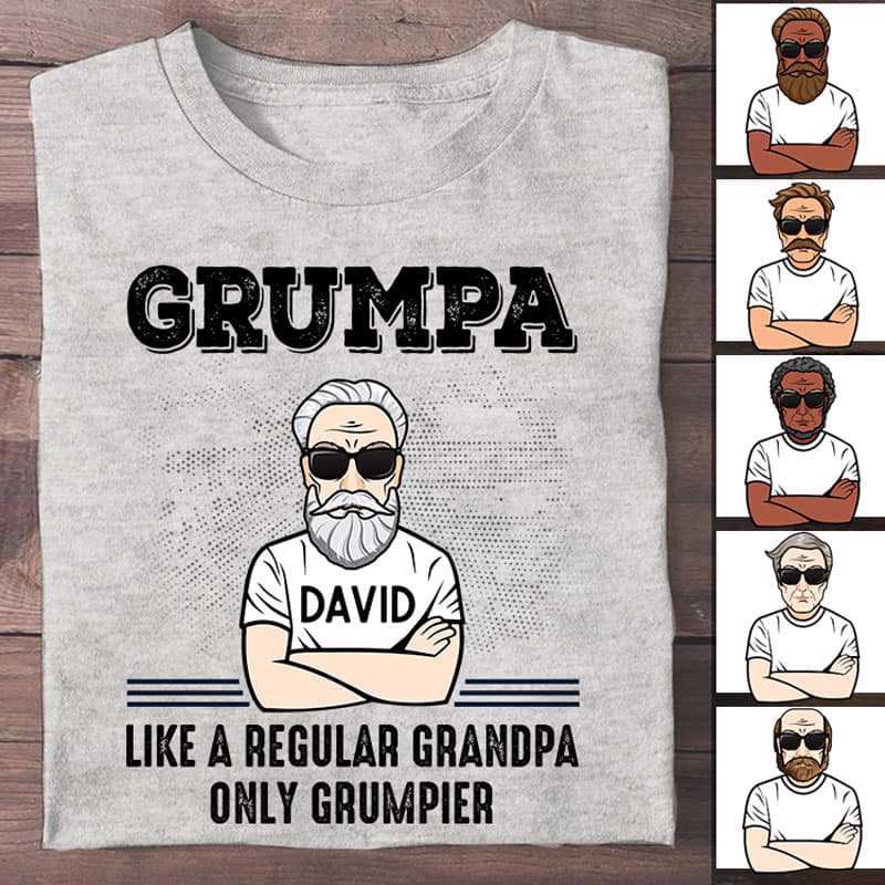 Apparel Grandpa Grumpa Old Man Personalized Shirt Classic Tee / Ash Classic Tee / S