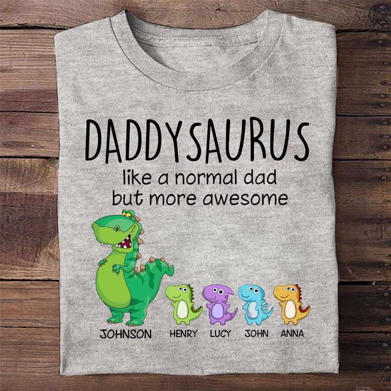 Apparel Grandpasaurus And Kids Personalized Shirt (1-10 Kids) Classic Tee / Ash Classic Tee / S