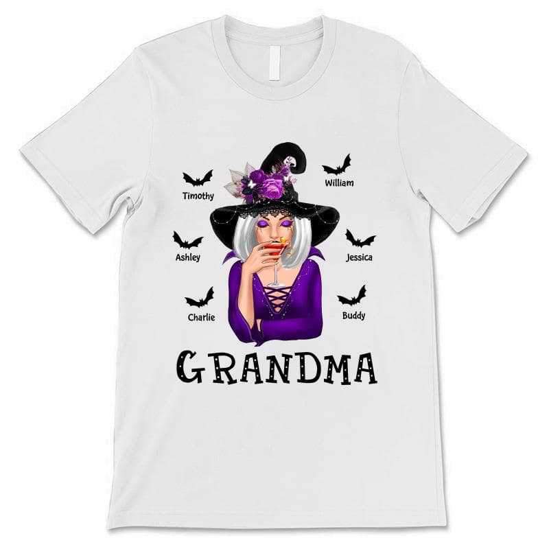 Halloween Witch Mom Grandma Personalized Shirt