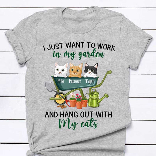 Apparel Hang Out With Cat And Work In Garden Personalized Shirt Classic Tee / Ash Classic Tee / S