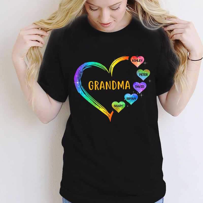 Apparel Heart Mom Grandma Personalized Shirt