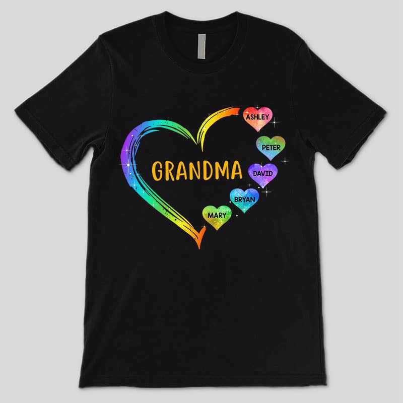 Apparel Heart Mom Grandma Personalized Shirt