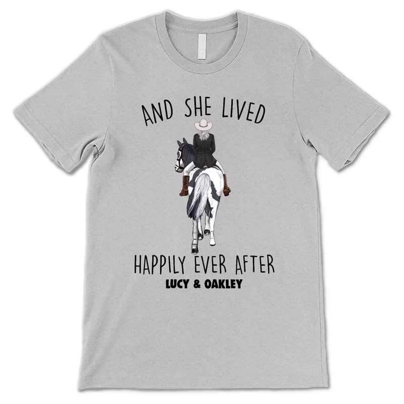 Apparel Horse Girl Back View Lived Happily Personalized Shirt
