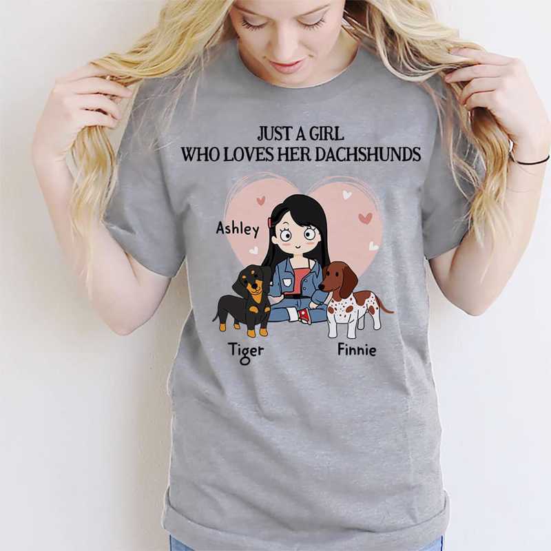 Apparel Just A Girl Loves Dachshunds Personalized Shirt