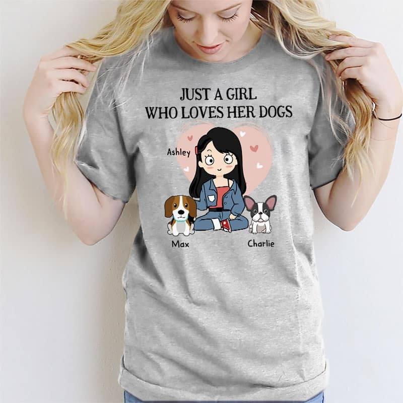 Apparel Just A Girl Loves Her Dog Sitting Personalized Shirt