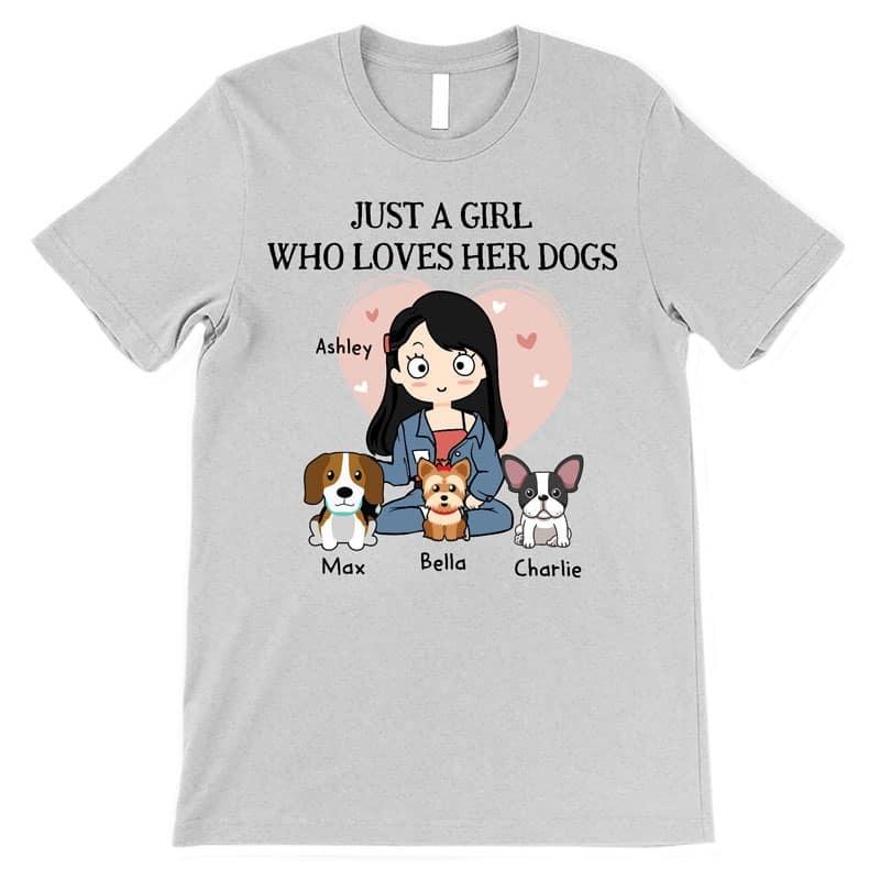 Apparel Just A Girl Loves Her Dog Sitting Personalized Shirt