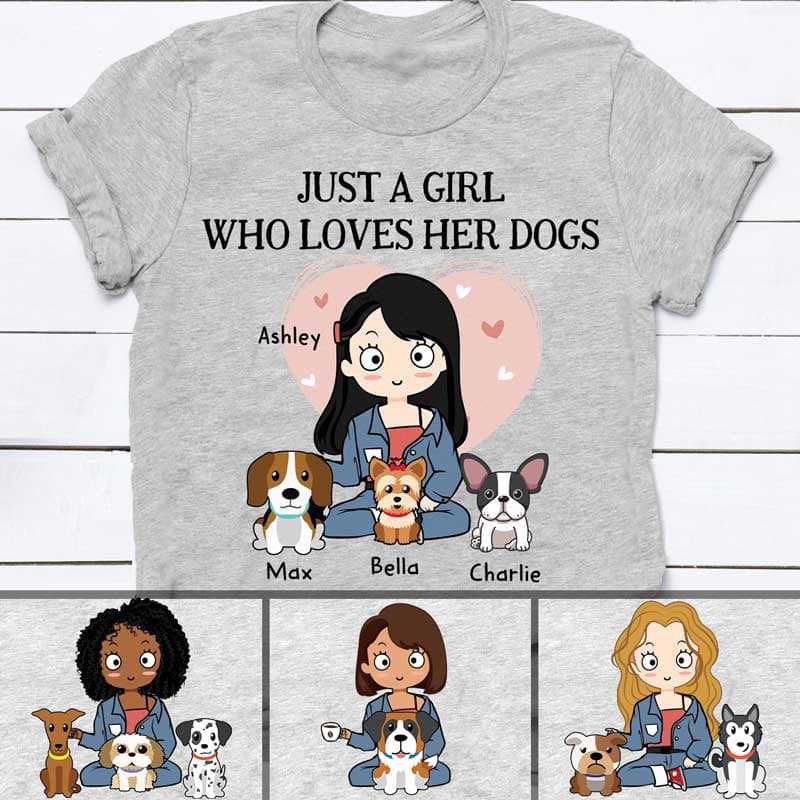 Apparel Just A Girl Loves Her Dog Sitting Personalized Shirt Sweatshirt / Light Pink Sweatshirt / XL