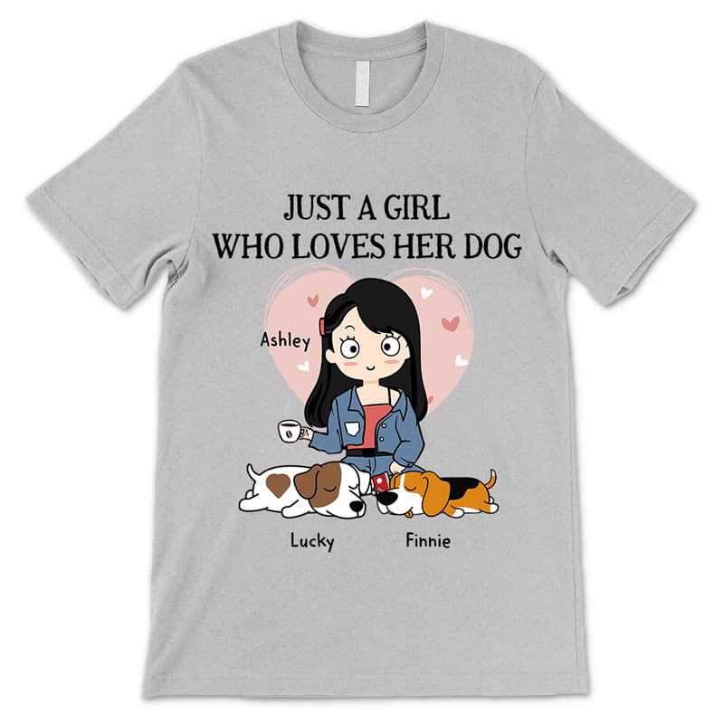 Apparel Just A Girl Who Loves Dogs Chibi and Sleeping Dog Personalized Shirt