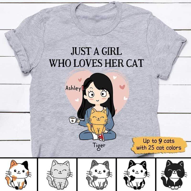 Apparel Just A Girl Who Loves Her Cat Personalized Shirt