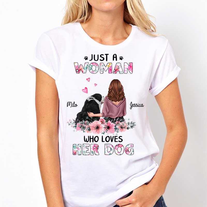 Apparel Just A Woman Who Loves Her Dog Floral Personalized Shirt