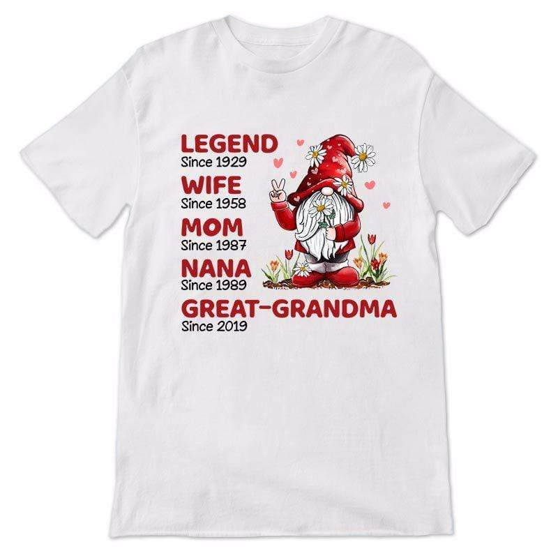 Apparel Legend Wife Mom Great Grandma Gnome Personalized Shirt