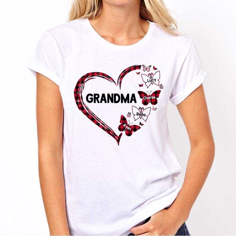 Apparel Leopard Checkered Floral Patterns Mom Grandma Heart Personalized Shirt