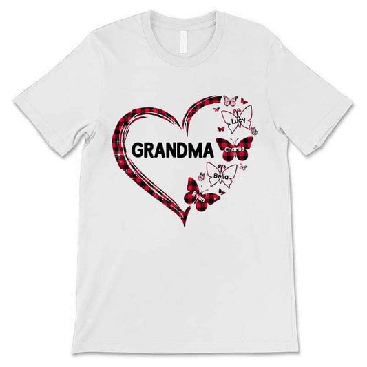 Apparel Leopard Checkered Floral Patterns Mom Grandma Heart Personalized Shirt