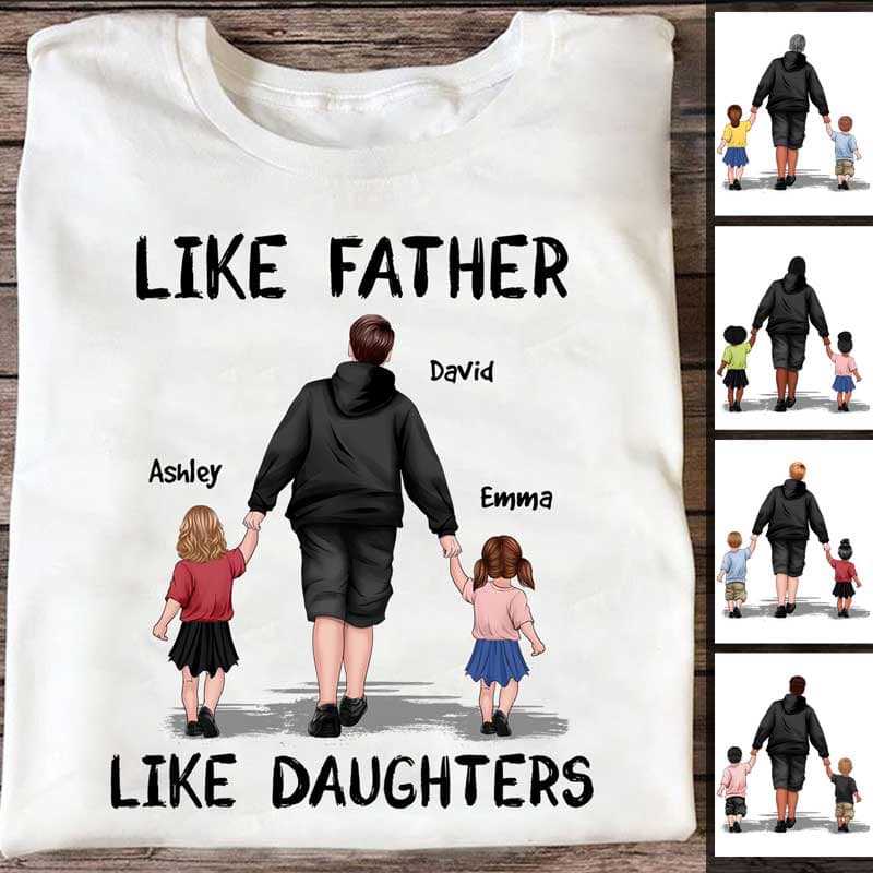 Apparel Like Father Like Sons Daughters Personalized Shirt (2 Kids) Classic Tee / White Classic Tee / S