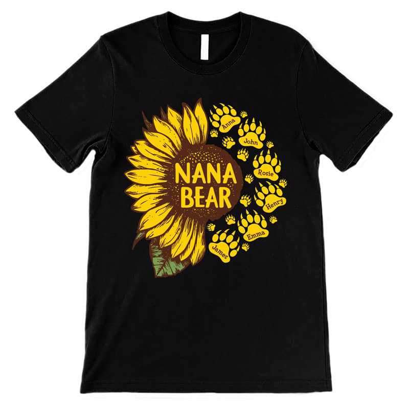 Apparel Mama Bear Paws Sunflower Personalized Shirt