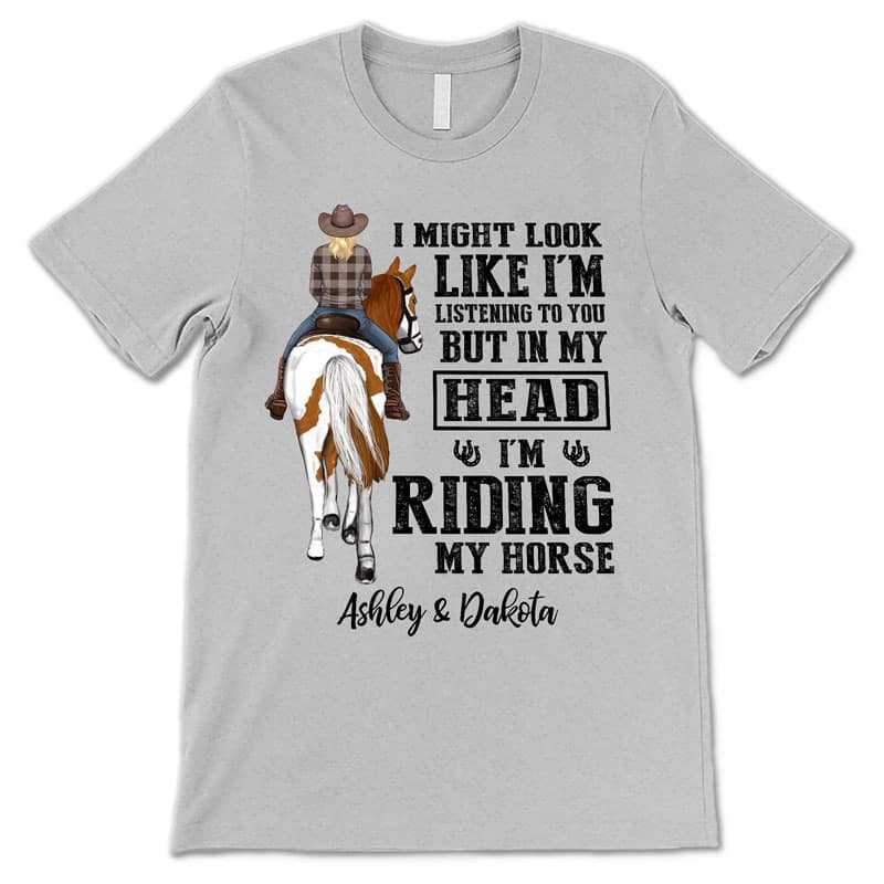 Apparel May Look Like I‘m Listening Horse Girl Back View Personalized Shirt