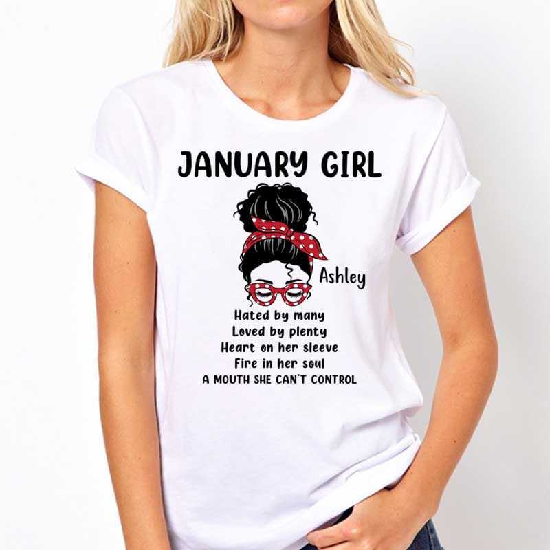 Apparel Messy Bun Girl Birthday Gift For Birthday Month Personalized Shirt