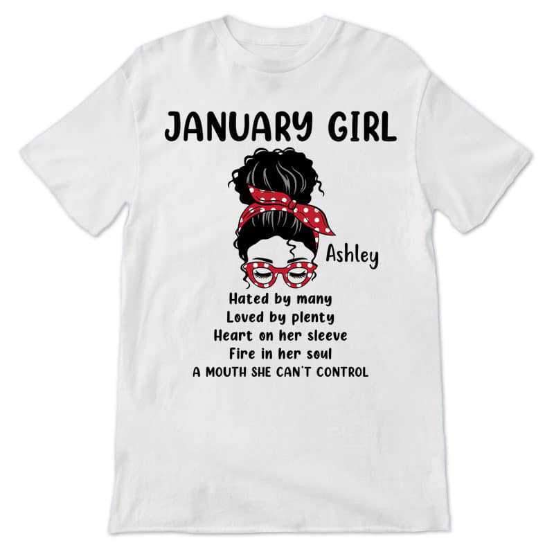 Apparel Messy Bun Girl Birthday Gift For Birthday Month Personalized Shirt