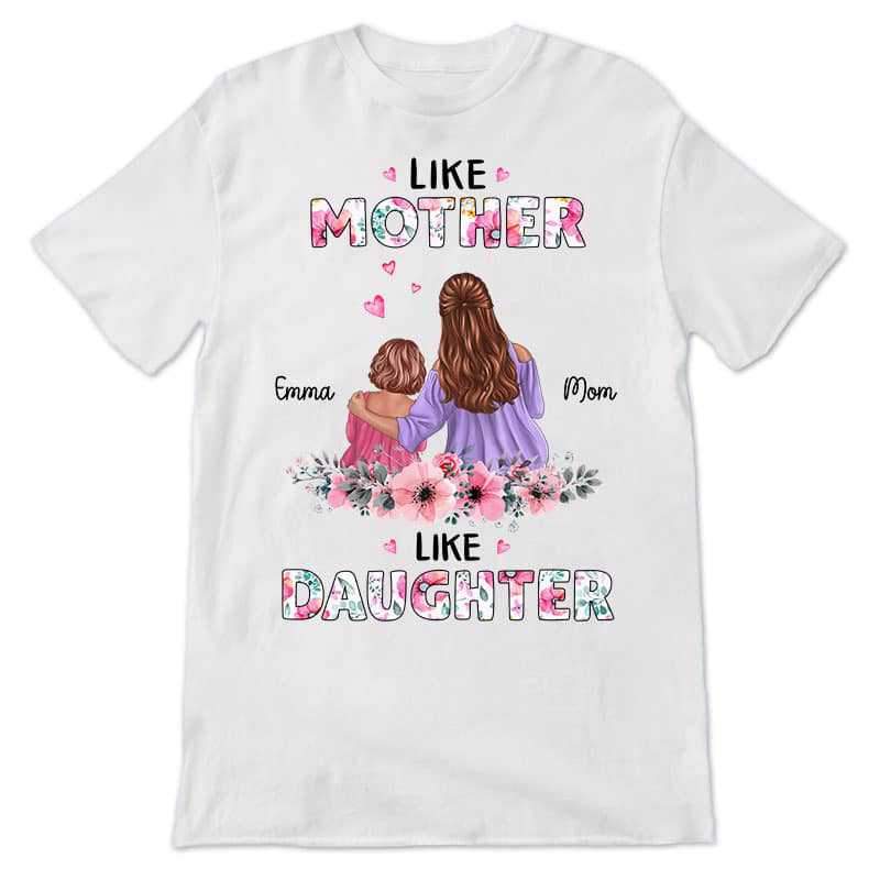 Apparel Mom And Little Daughter Floral Personalized Shirt