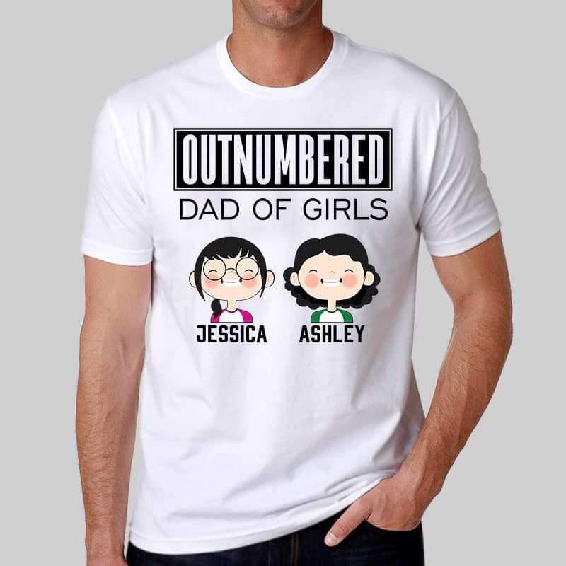 Apparel Mom Of Boys Dad Of Girls Outnumbered Kids Face Personalized Shirt