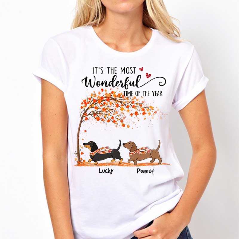 Apparel Most Wonderful Time Fall Season Dachshund Personalized Shirt